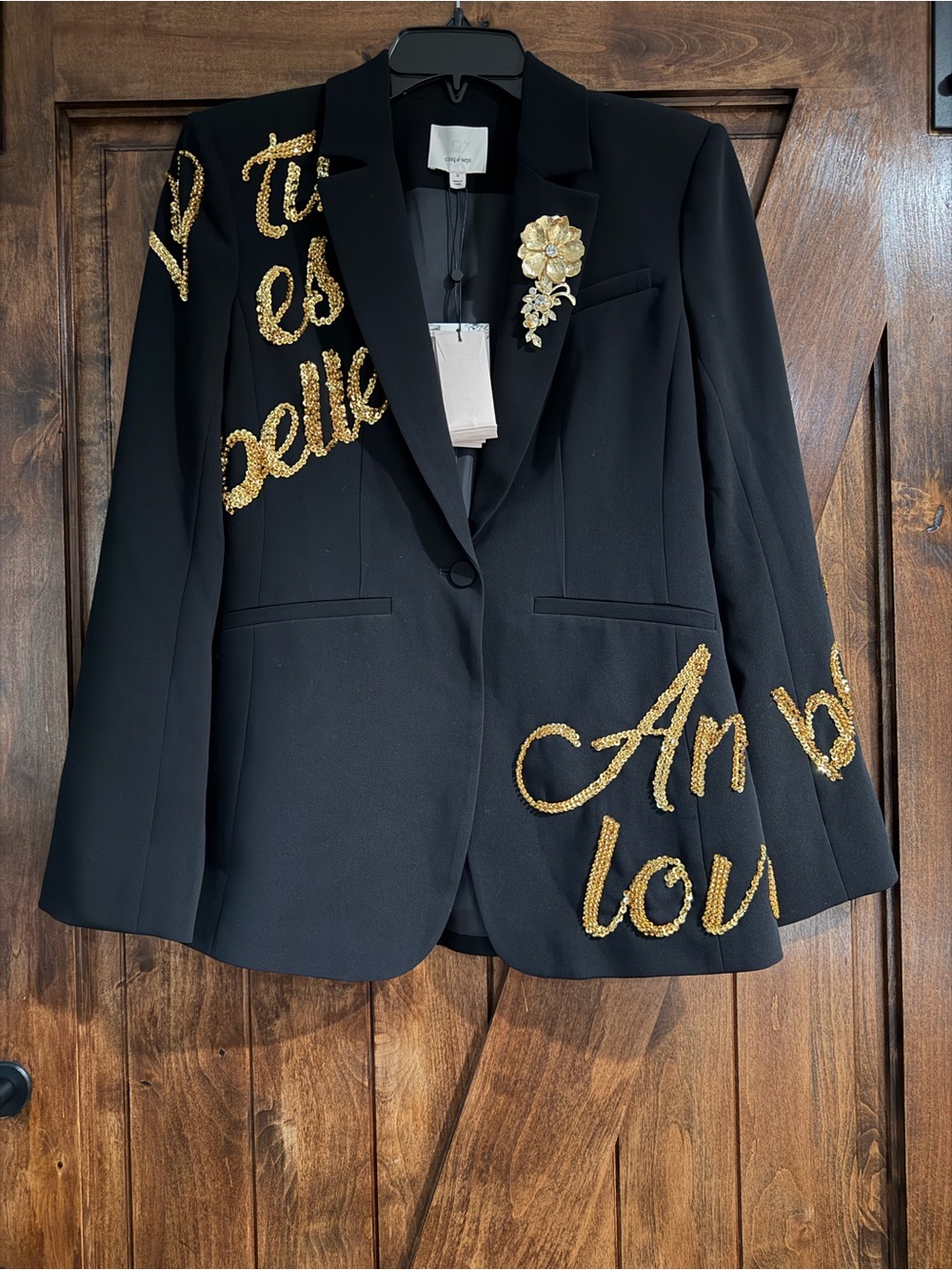 Cinq a Sept Sequinned Graphic Blazer
Color: Black/gold - Picture 8 of 10